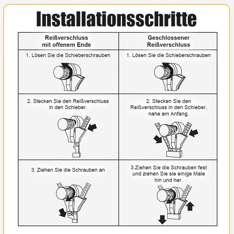 Abnehmbarer Universal-Reißverschlussschieber