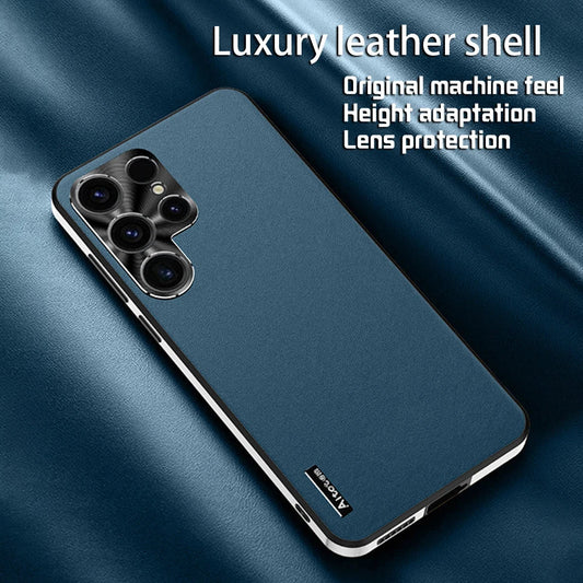 Frosted Plain Leather Phone Case With Lens Protect Frame